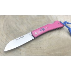  Navaja Marinera Poseidón MIGUEL NIETO 168-PINK con hoja en acero inox. Böhler N690co de 8,5 cm. y empuñadura en Mikarta Rosa, con separadores de fibra Azules