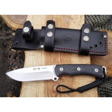 Cuchillo MIGUEL NIETO CHAMAN  MICARTA NEGRA 140-M Acero Mova Hoja 11.5 cm  Funda de Cuero