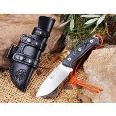 Cuchillo  JV CDA Axarquia Acero Mova 58 Micarta Negra Funda Cuero