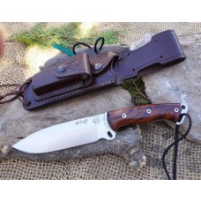 Cuchillo JV CDA WOLF Acero Inox. 1.1416 Cocobolo Funda de Cuero + Piedra de Afilar y Firesteel